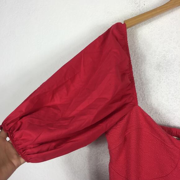 NWT Anthropologie Maeve Pink Puff-Sleeved Sweetheart Mini Dress Medium Coquette - Picture 9 of 13